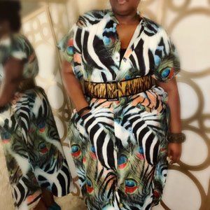 Animal Print Oversized Dress/Caftan -Fits 0 up to 22